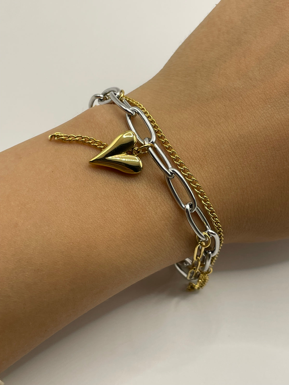 PULSERA CORAZON LARGO PLATA