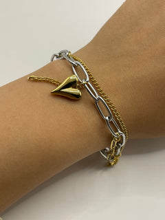 PULSERA CORAZON LARGO PLATA