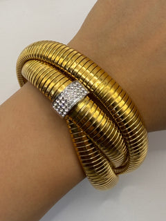 PULSERA AMANDA TRIPLE GLOW DORADA