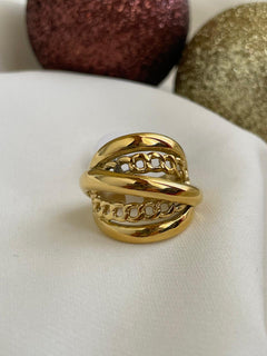 ANILLO TRIPLE CADENA DORADA