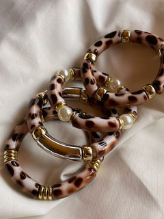 CONJUNTO PULSERAS RESINA LEOPARDO