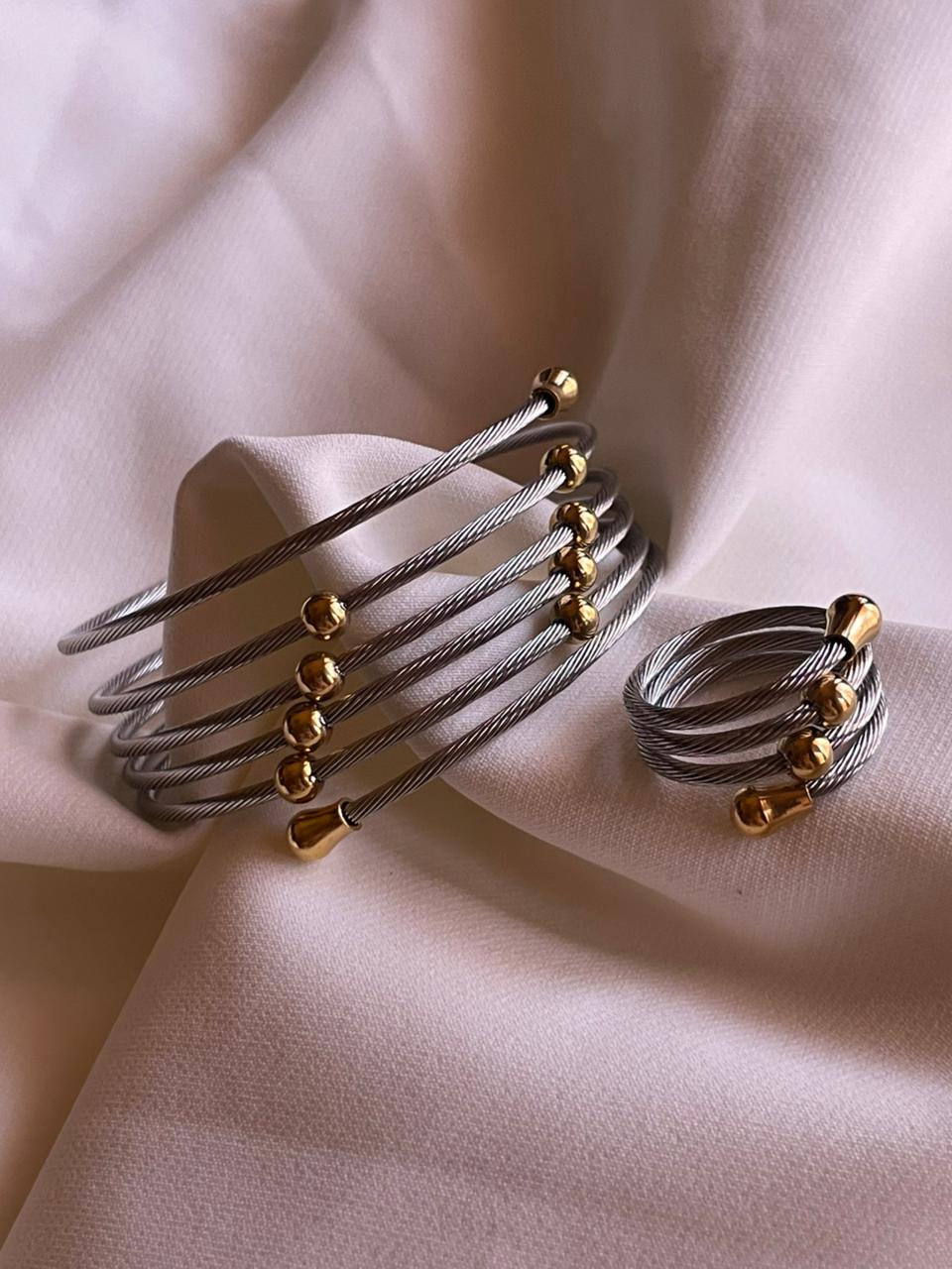 CONJUNTO PULSERA ANILLO COMBINADA