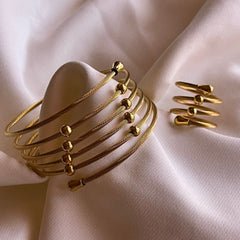 CONJUNTO PULSERA ANILLO DORADA