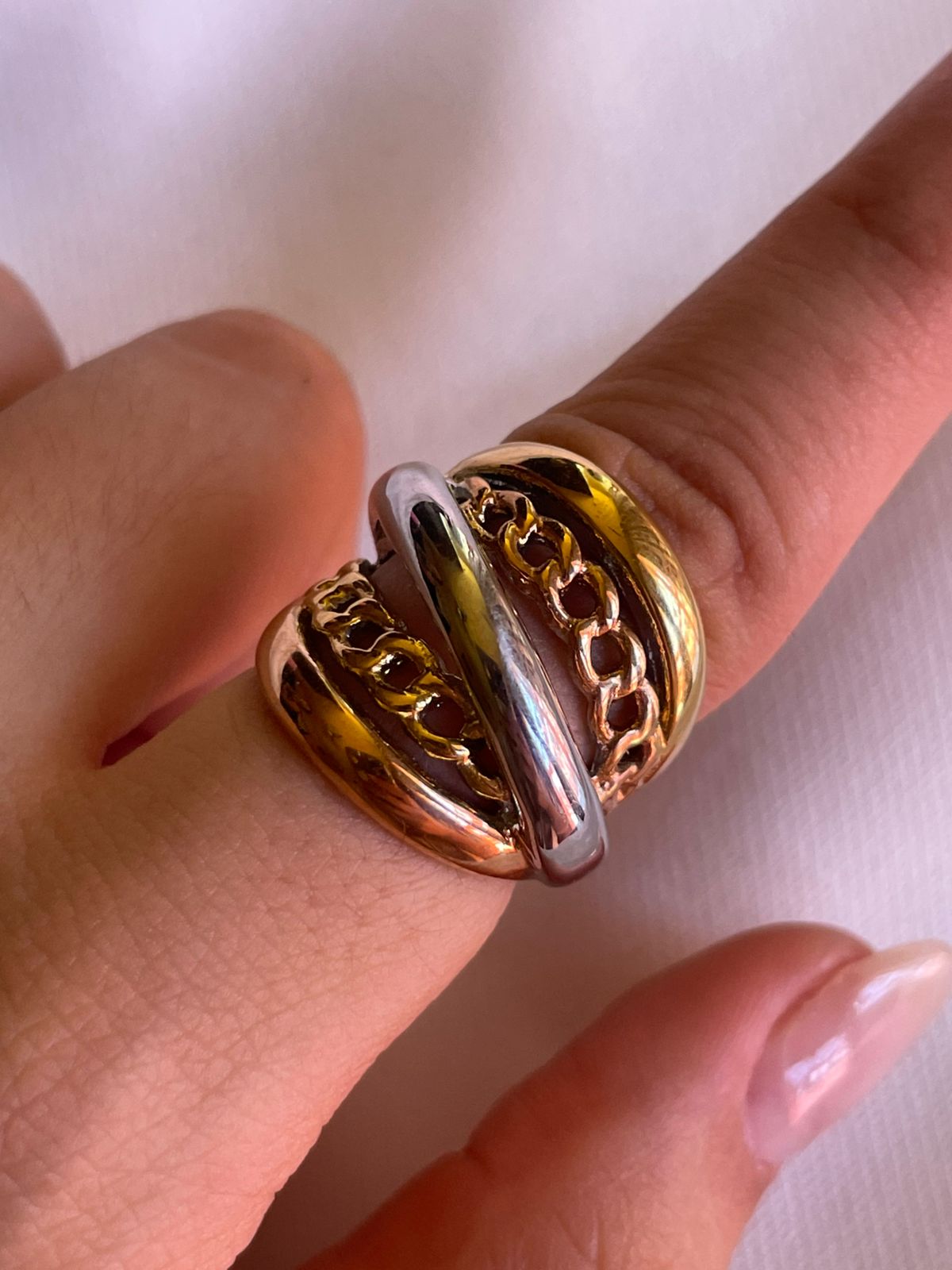 ANILLO CADENA TRIPLE TALLA 7
