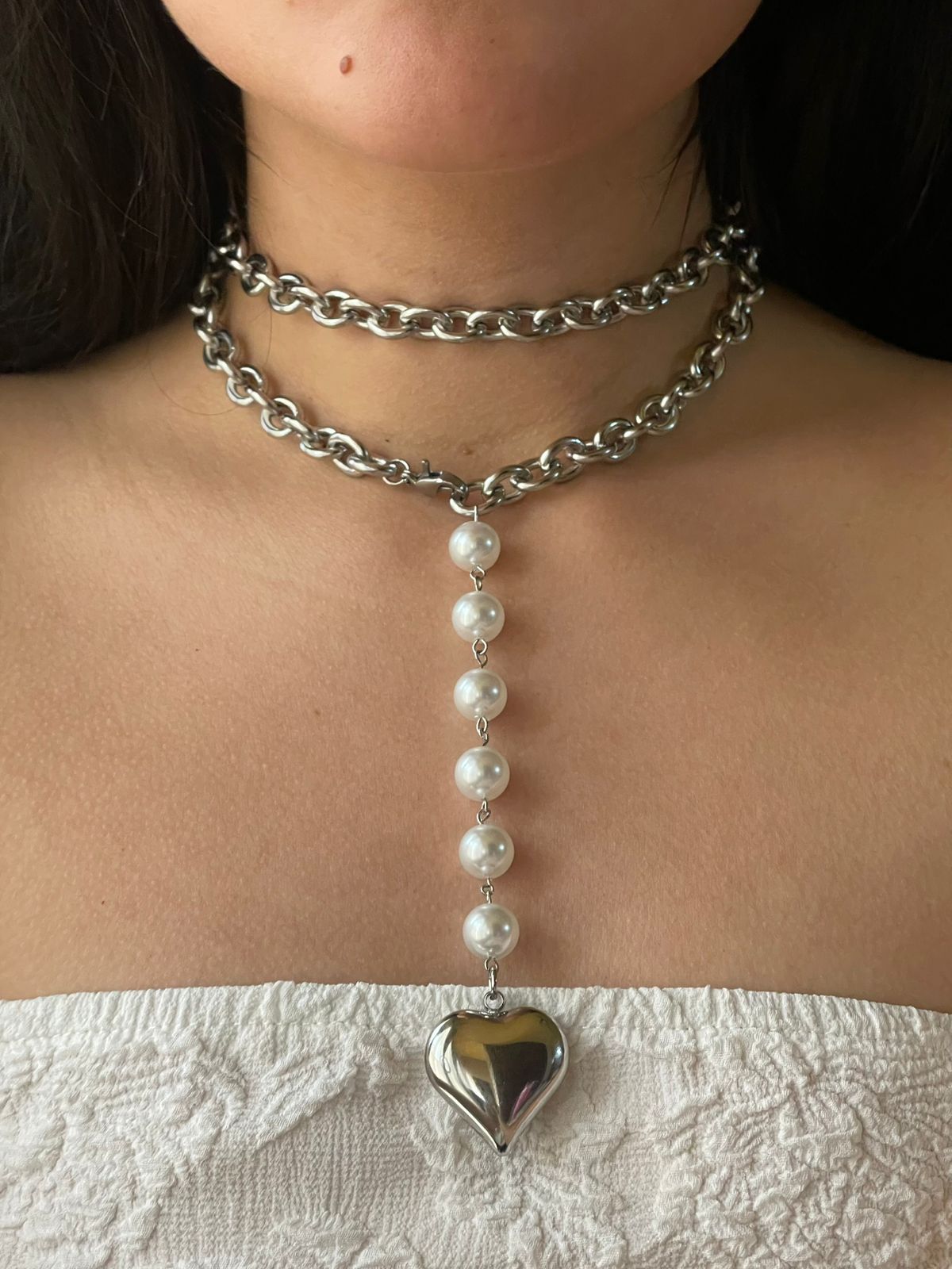CORBATIN CORAZON PERLA PLATA