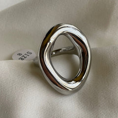 ANILLO CHUNKY ONDA PLATA TALLA 8