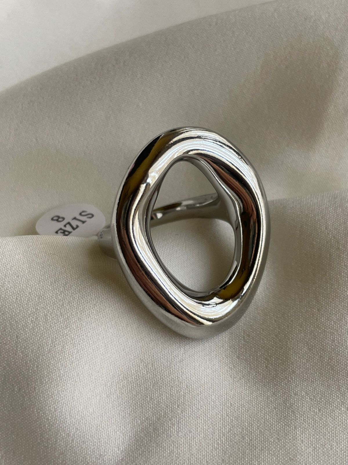 ANILLO CHUNKY ONDA PLATA TALLA 8