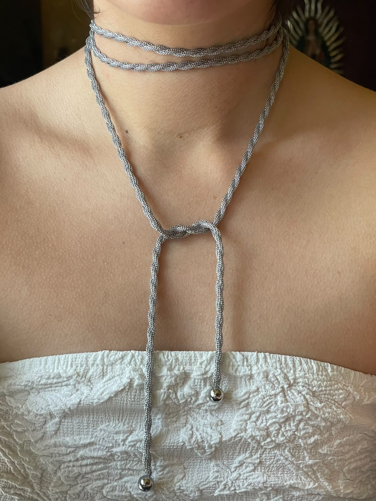 CORBATIN MULTIUSOS TEJIDO PLATA
