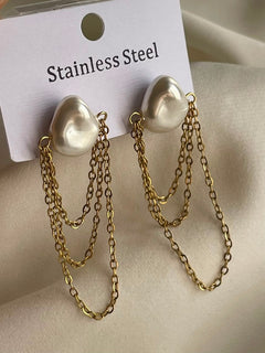 ARETES PERLA CADENA