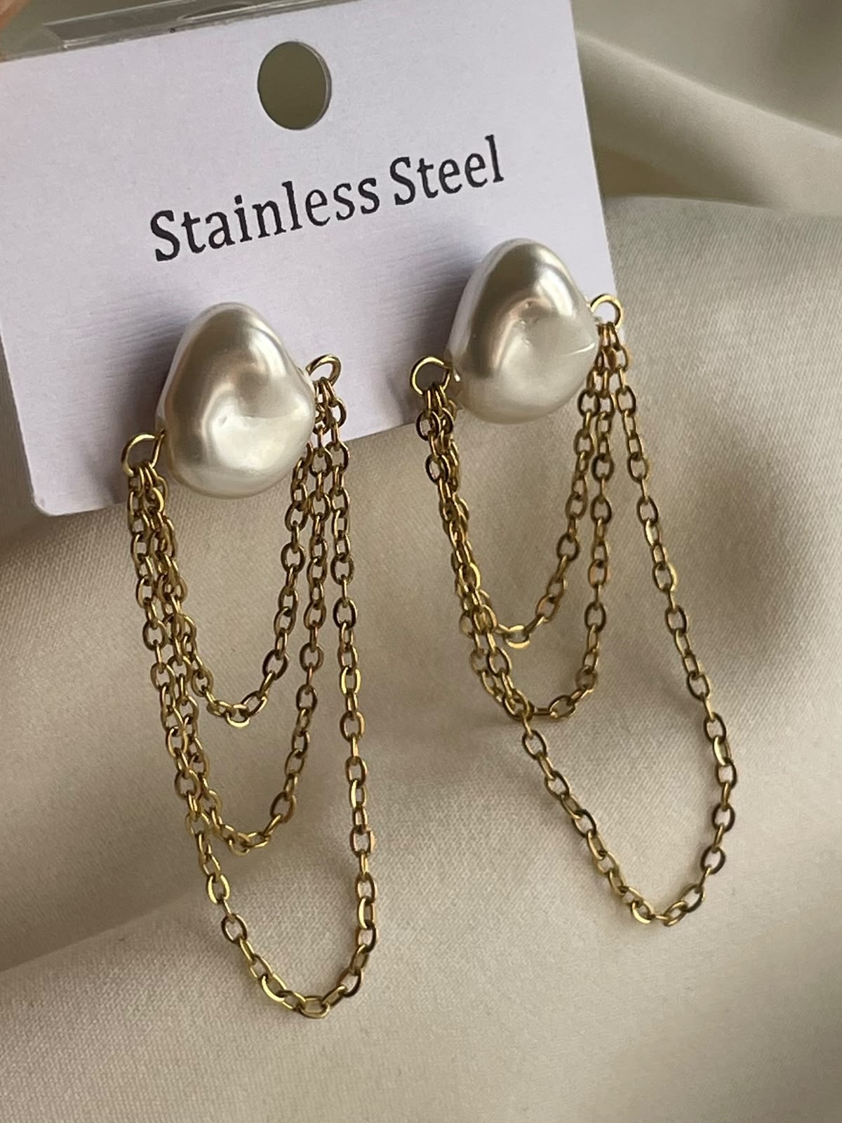 ARETES PERLA CADENA