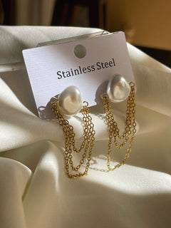 ARETES PERLA CADENA