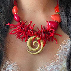 COLLAR CORAL ROJO ESPIRAL