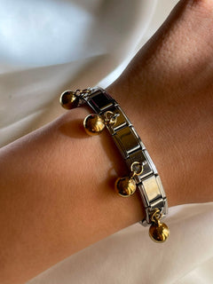PULSERA ITALIANA PERLAS DORADAS