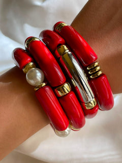 CONJUNTO 4 PULSERAS ROJAS