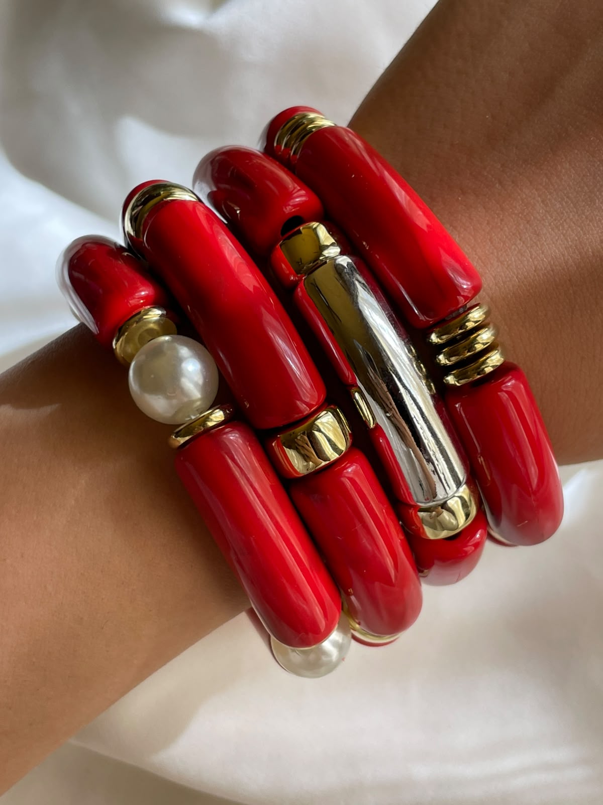 CONJUNTO 4 PULSERAS ROJAS