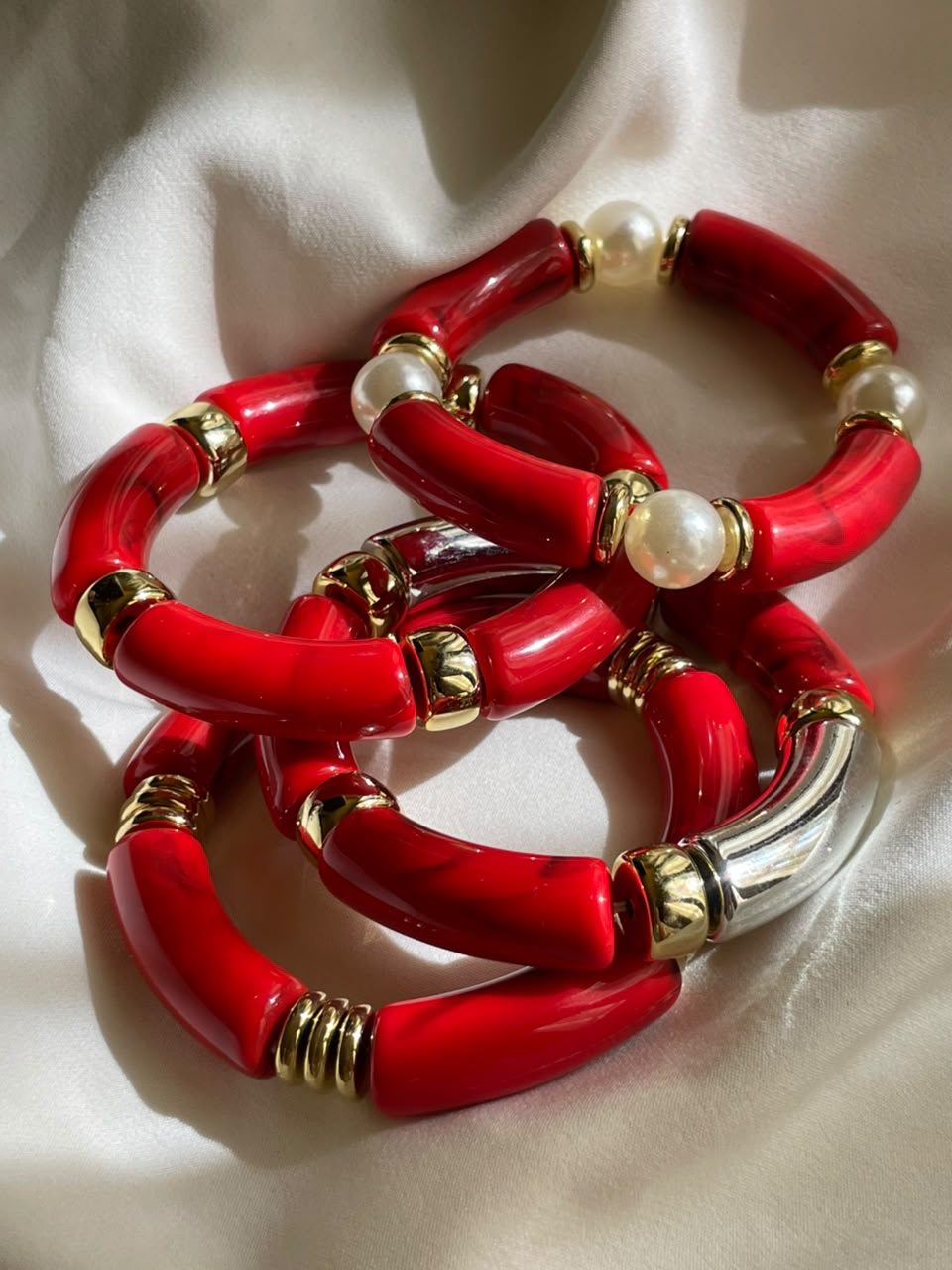 CONJUNTO 4 PULSERAS ROJAS