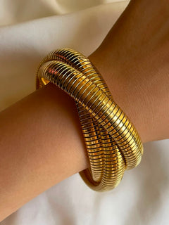 PULSERA AMANDA TRIPLE DORADA