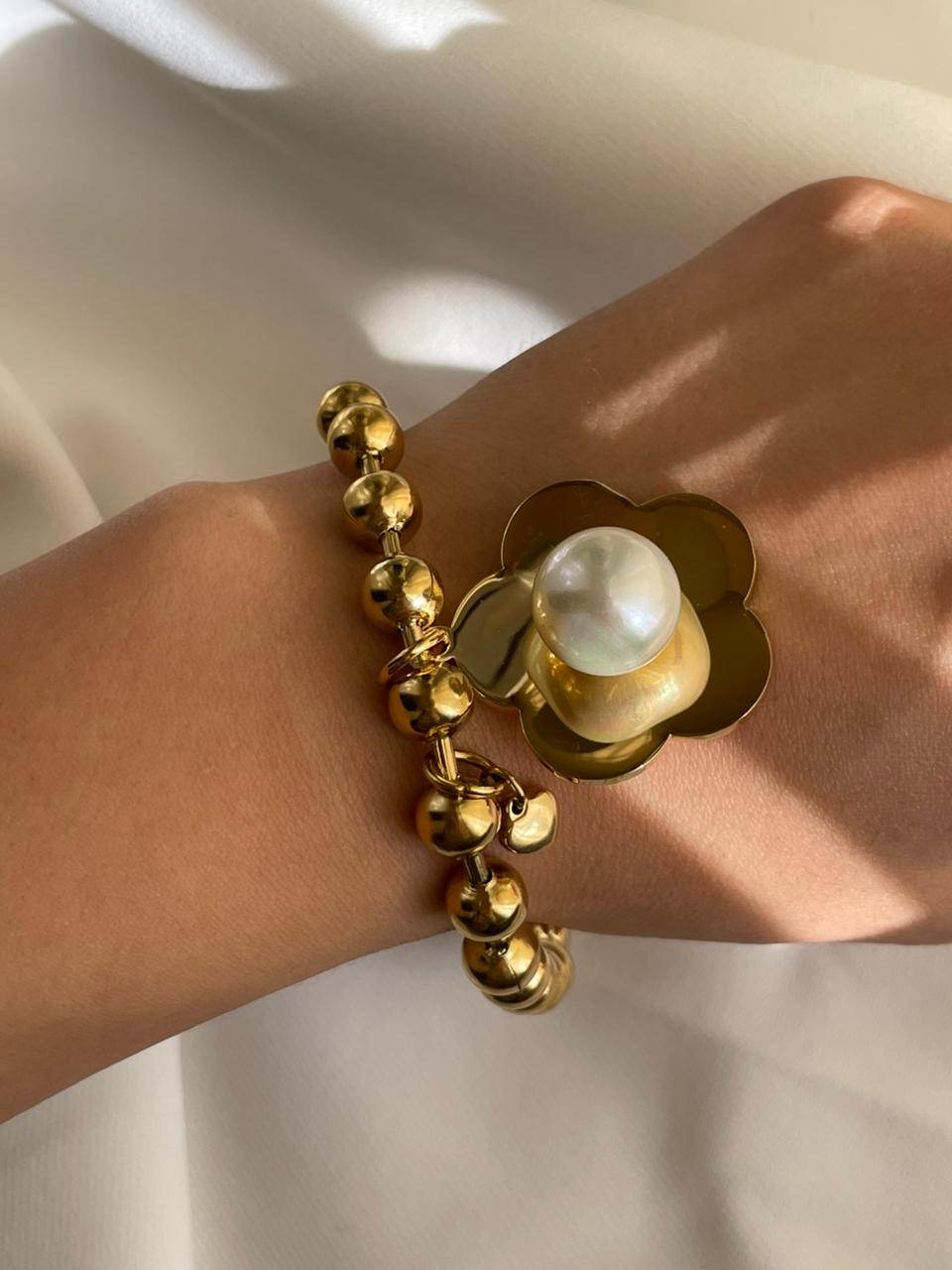 PULSERA FLOR PERLA