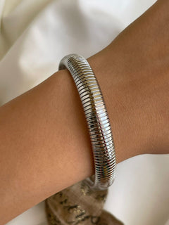 PULSERA CHUNKY 10mm PLATA