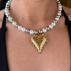 COLLAR CHUNKY CORAZON PERLA