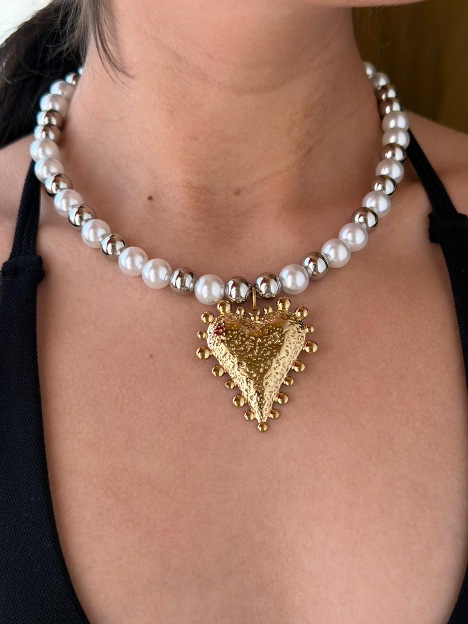COLLAR CHUNKY CORAZON PERLA
