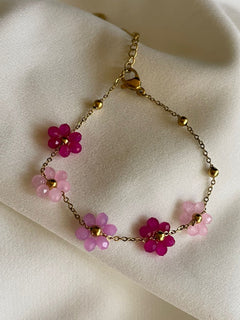 PULSERA FLORES ROSA