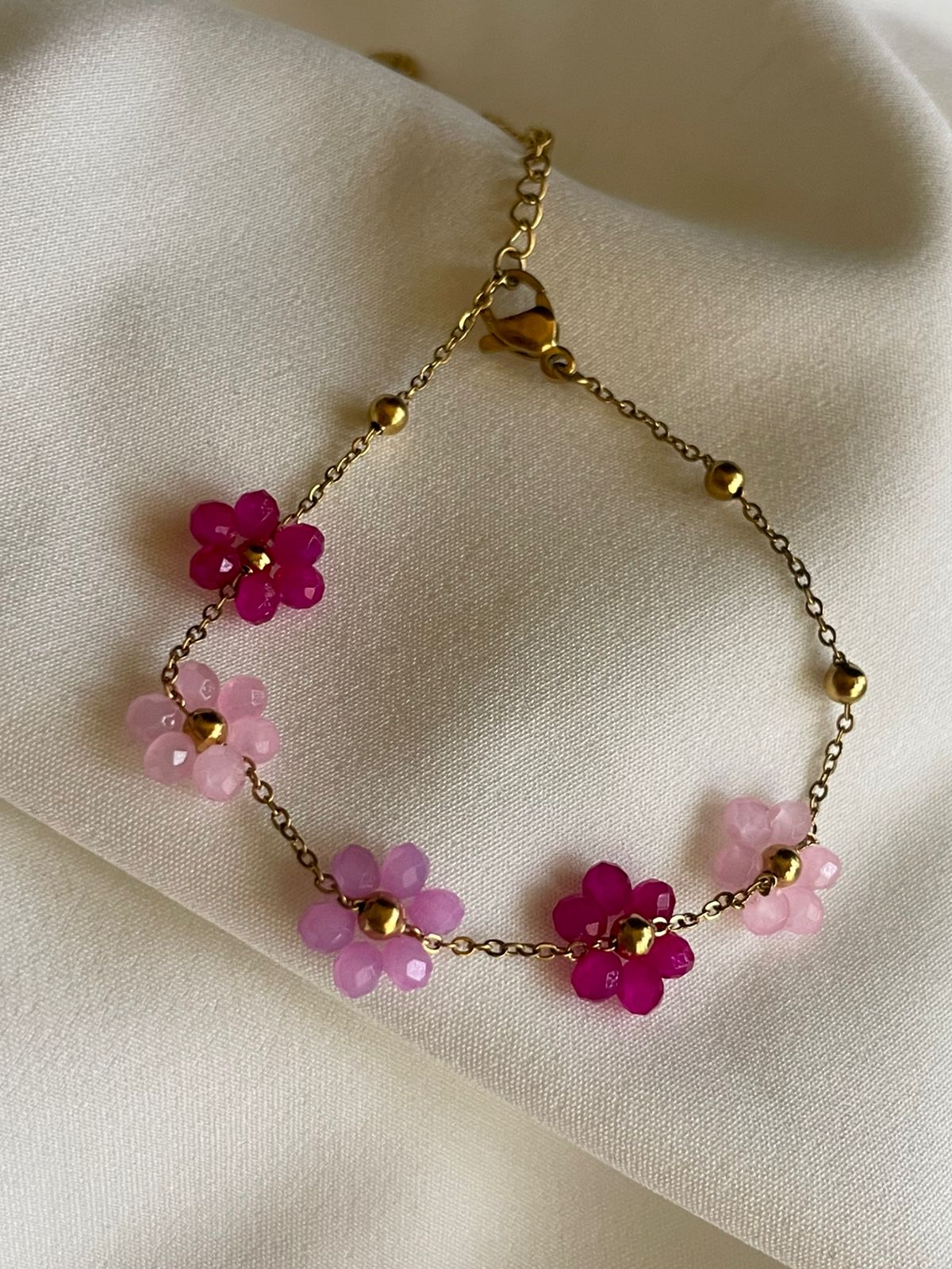 PULSERA FLORES ROSA
