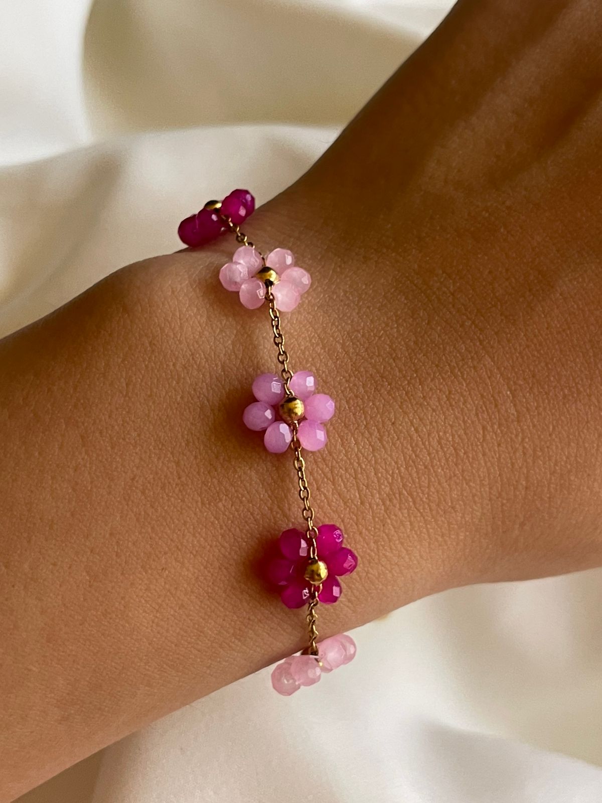PULSERA FLORES ROSA